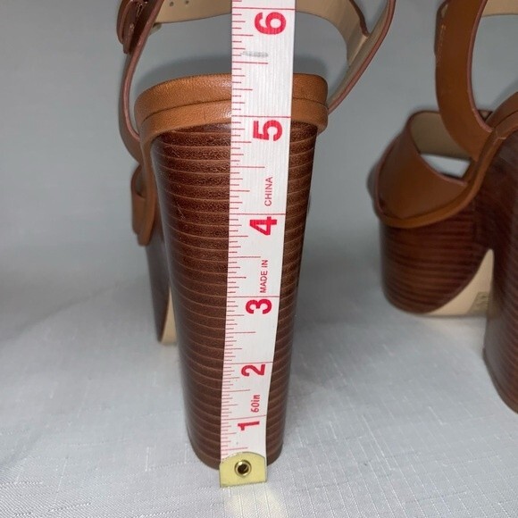 Michael Kors Platform Sandal Women's 8.5 Sia Leather Brown Boho Sexy Trendy - Picture 9 of 12